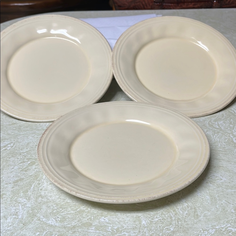 Rachael Ray 3 salad plates CUCINA cream color